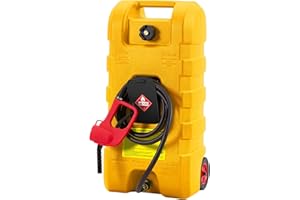 EUKER 15 Gallon Gas Can, Heavy-Duty Fuel Tank with Manual Transfer Pump & 10FT Hose, Portable Gas Caddy with Wheels, Leak-Proof Gas Container for Lawn Mowers, Cars, Boats, ATVs, Yellow