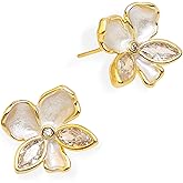Frigotine Dainty Gold Rhinestone Leaf Flower Stud Earrings for Women, Statement Marquise Cluster Opal Cubic Zirconia Hypoallergenic Earing Bridal Wedding Prom Jewelry Gift