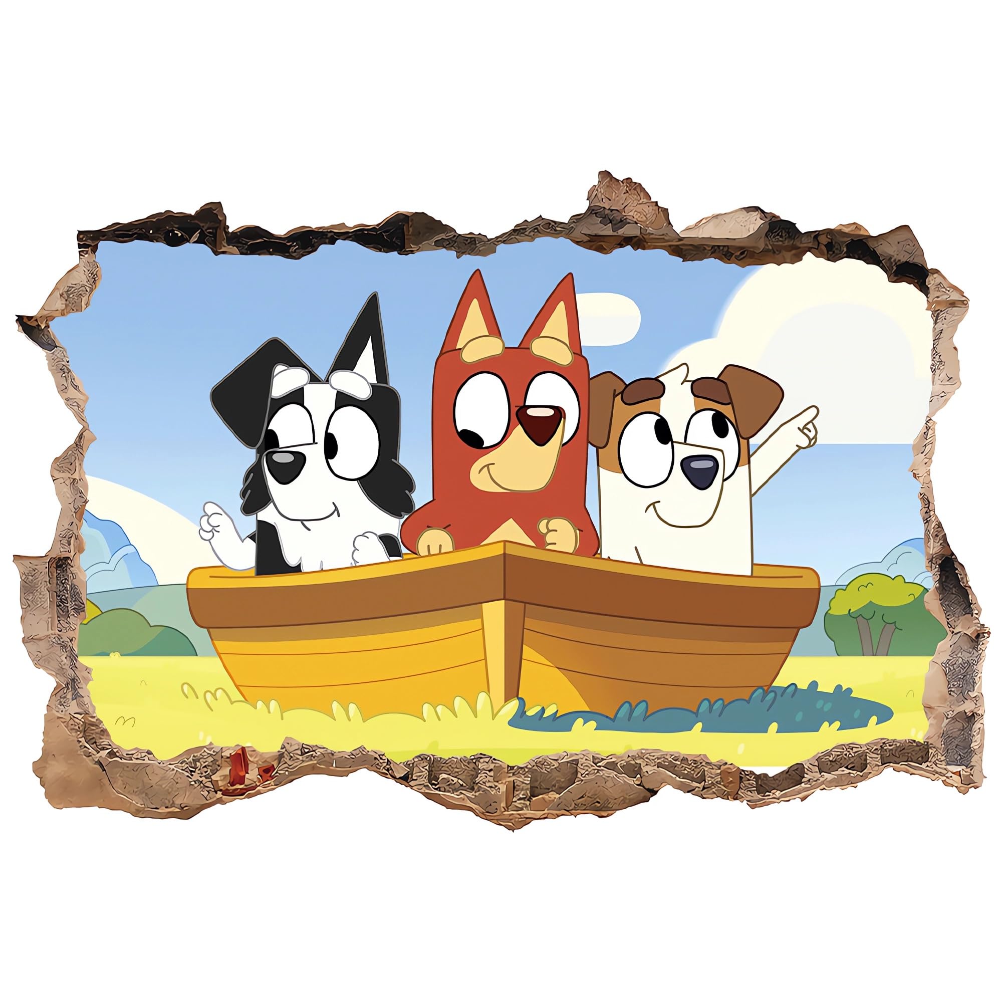 Grenric 3D Bluey Anime Wallpaper Wall Decals Sticker for Kids Bedroom,Kids Baby Nursery Wall Decoration,Cartoon Poster Sticker Decor