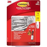 Command Medium Wire Hook, White, 16 Hooks, 20 Strips/Pack (17065-16CLUB)