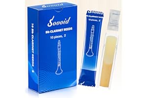 Sovvid Handcrafted Bb Clarinet Reeds 2.0– Natural Cane, Warm & Rich Tone, Durable & Consistent, Thinner Tip for Easy Play, Individually Packed with Reed Case (Box of 10)