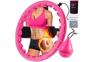 Leann L!fe 26 Knots 19”- 56”, U2 Type Weighted Hula Hoop for Adults Weight Loss, Infinity Hoop Plus Size, Child Adult Home Outdoors, Abdominal Toner,Free Waist Trimmer&Wash Bag,Pink