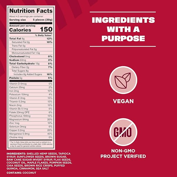 MANITOBA HARVEST SUPERSEED SNACK CLUSTERS, MAPLE & BROWN SUGAR – 4.6OZ – 5G PLANT PROTEIN, 2G FIBER, 5G OMEGA 3 & 6 PER 30G SERVING – EASY 6-IN-1 SUPER SEEDS SNACKS – VEGAN, NON-GMO PROJECT VERIFIED