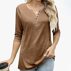 Fall Tops for Women 2025 Casual Button Down Henley