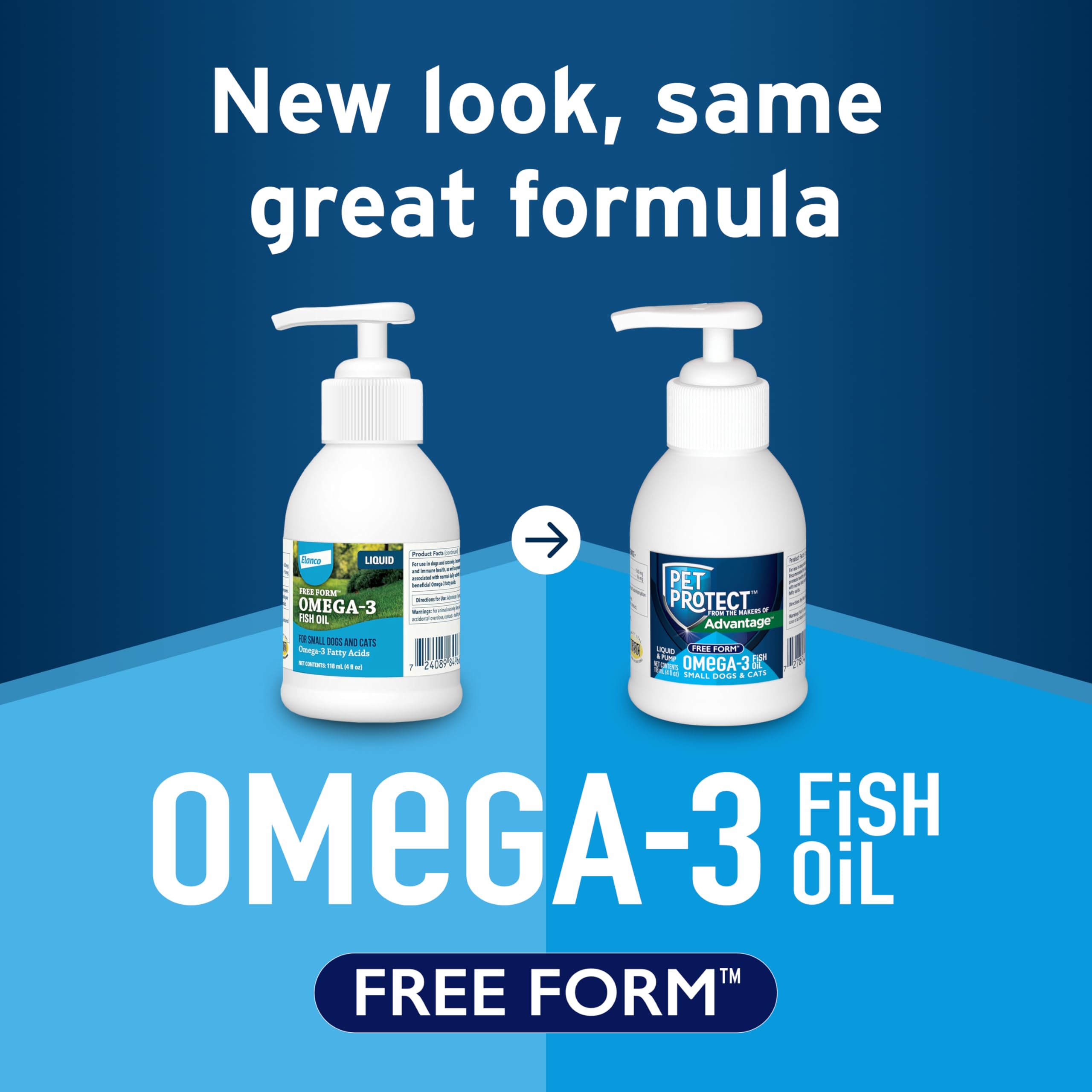 Omega-3 Fish Oil Liquid Pump Supplement for Small Dogs and Cats, 4 Fluid Ounces