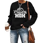 ZUNQKG Womens Basketball Mom Sweatshirt Crewneck Pullover Long Sleeve Basketball Graphic Shirt For Mom
