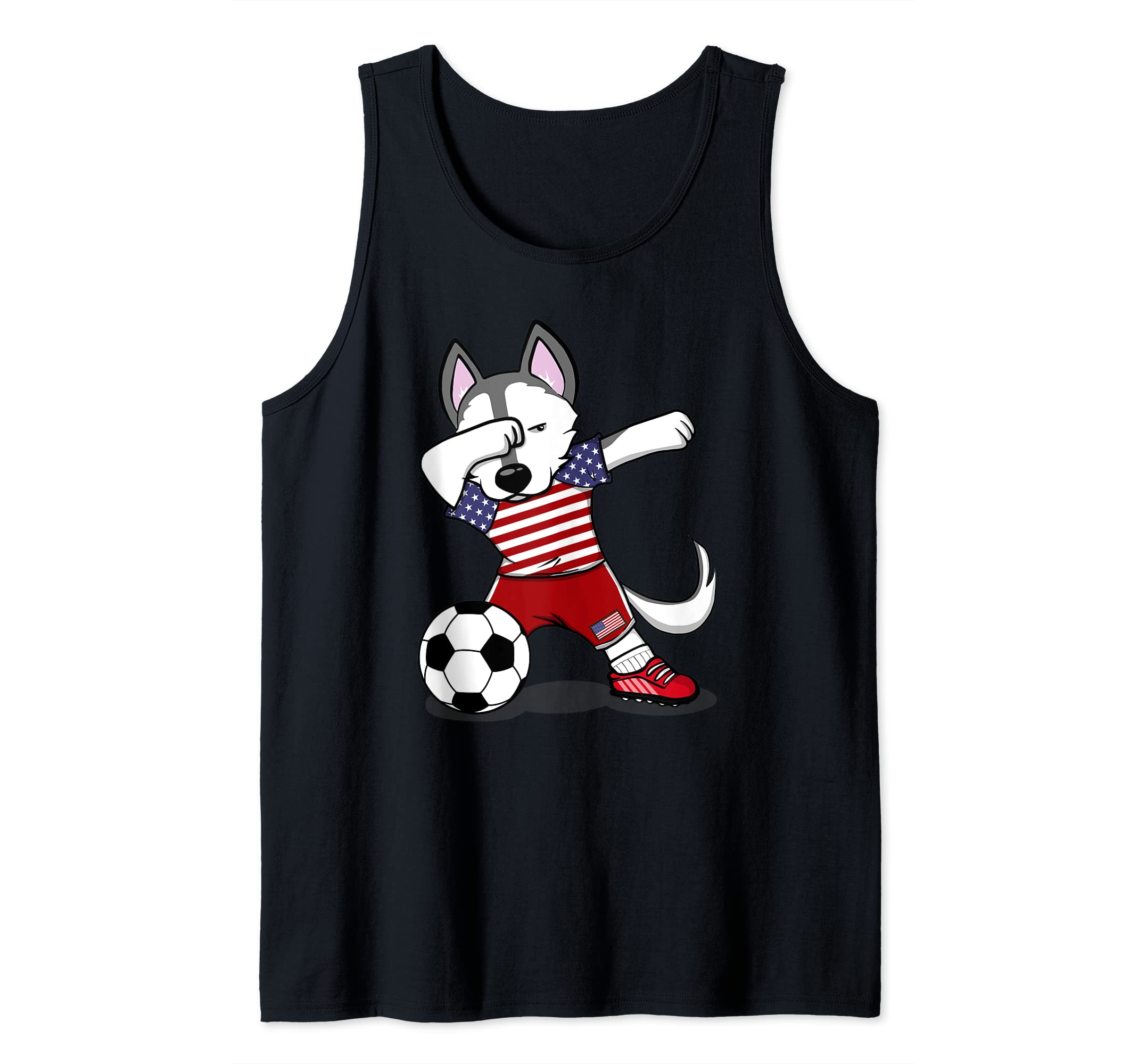 Dabbing Husky America Soccer Fans Jersey USA Flag Football Tank Top