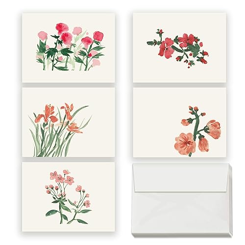 blank floral note cards