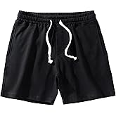 Arloesi Mens Athletic Workout 5.5" Cotton Sweat Shorts with Pockets