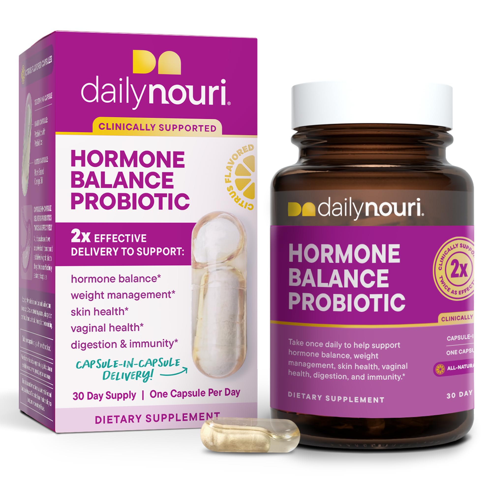 Photo 1 of Daily Nouri Hormone Balance Probiotic for Women | Supports Healthy Estrogen, PMS, PCOS, Perimenopause, Vaginal pH, Yeast, Gut Health, Skin & Immunity | 7 Strains + Vegan Omega Oil | 30-Day Supply exp 4-2027