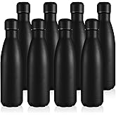 Volhoply 17oz Stainless Steel Water Bottles Bulk, Leakproof Insulated Metal Water Bottle for Sports, Travel, Adult, Available in Packs of 1, 4, or 8（Black,8 Pack）