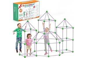 140 PCS Kids Fort Building Kit, Educational Toys DIY Construction Castles,Creative Play Tent Tunnel,Fort Toy for 4+Years-STEM