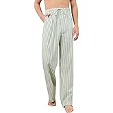 U2SKIIN Mens 100% Cotton Pajama Pants, Soft Lightweight Striped Lounge Pj Bottoms for Men with Pockets