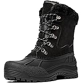 Kelway Men’s Winter Boots, Insulated Waterproof Leather & Suede Snow Boots with Anti-Slip Rubber Sole, Cold Weather Outdoor Hiking Shoes