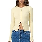 Giraropa Women Ribbed Cardigan Long Sleeve Round Neck Button Up Slim Fit Knit Sweater Going Out Tops Streetwear