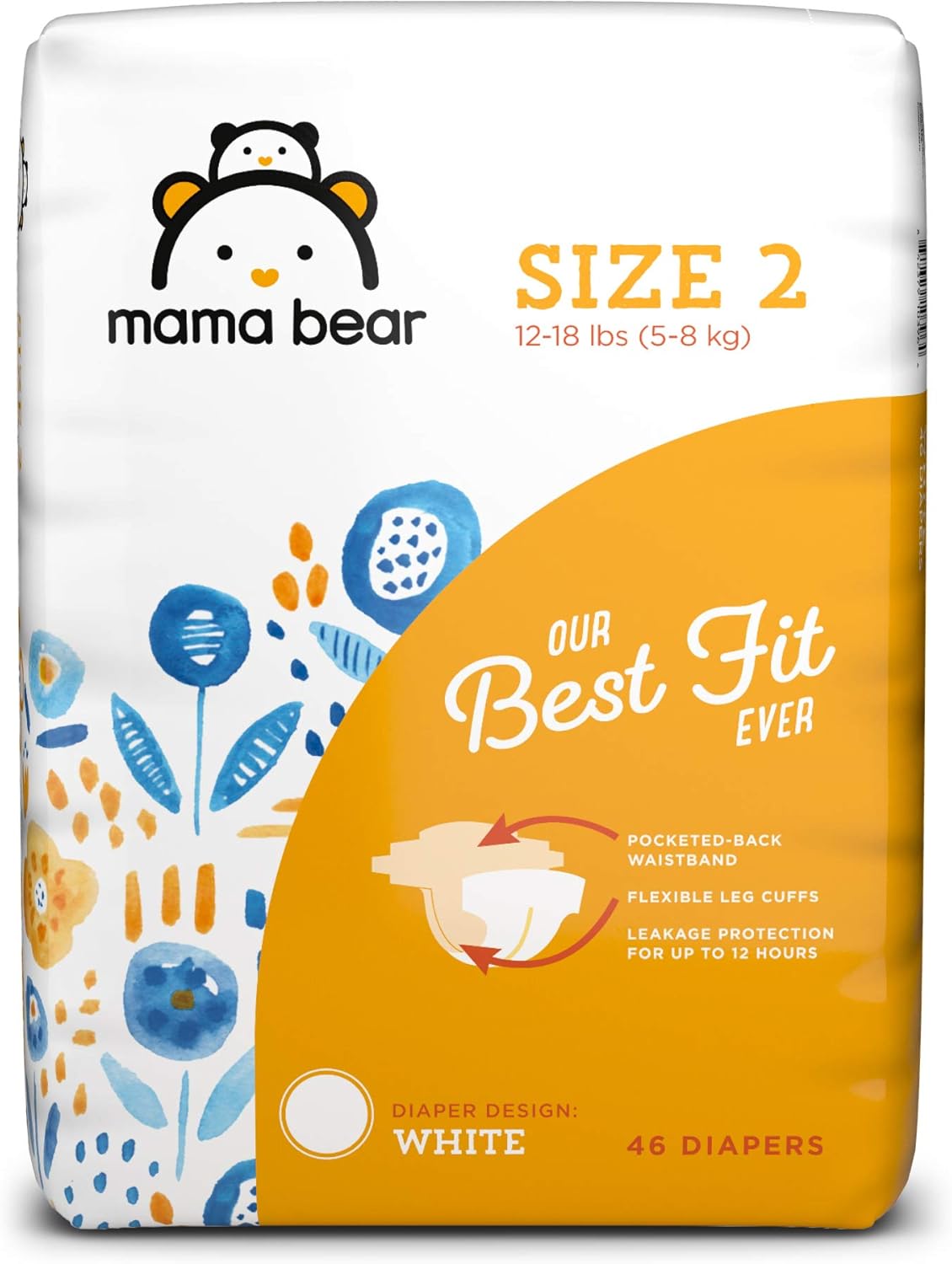 Amazon Brand Mama Bear Best Fit Diapers Size 2, 46 Count