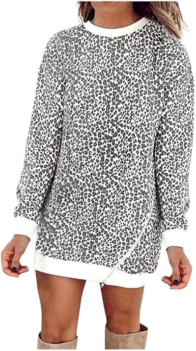 leopard sweatshirt dress