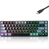 Guiheng Wired Portable 60% Mechanical Feeling Gaming Keyboard,RGB LED Backlit Compact 68 Keys Mini Wired Office Keyboard for Windows Laptop PC Mac Gamer, Typist, Travel on Business Trip Black&ndash;Grey