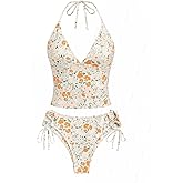 Seamolly Jacquard Floral & Leopard Tankinis - Tankini Swimsuits for Women with Plunging Neck & Gingham Trim