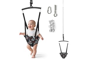 Slevoo Baby Jumper, with Ceiling Hook, Quick-Entry and Space-Saving Portable Infant Jumper for Small Spaces, Quiet Bear