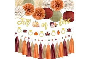 SUONENGONGYI Fall in Love Bridal Shower Decorations Fall in Love Bachelorette Party Supplies for Fall Wedding Decor Bride to Be Thanksgving Decorations Engagement Party with Paper Pompoms Tassels and Lanterns