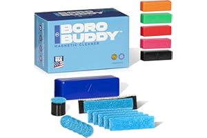 SNOWTREE - BoroBuddy Pro Magnetic Glass Cleaner | Cleans Hard to Reach Stains on Glass, Ceramic, Metal Pieces of All Shapes & Sizes | Glass Pieces, Bottles, Glassware | Free Scrubber Pads | Blue