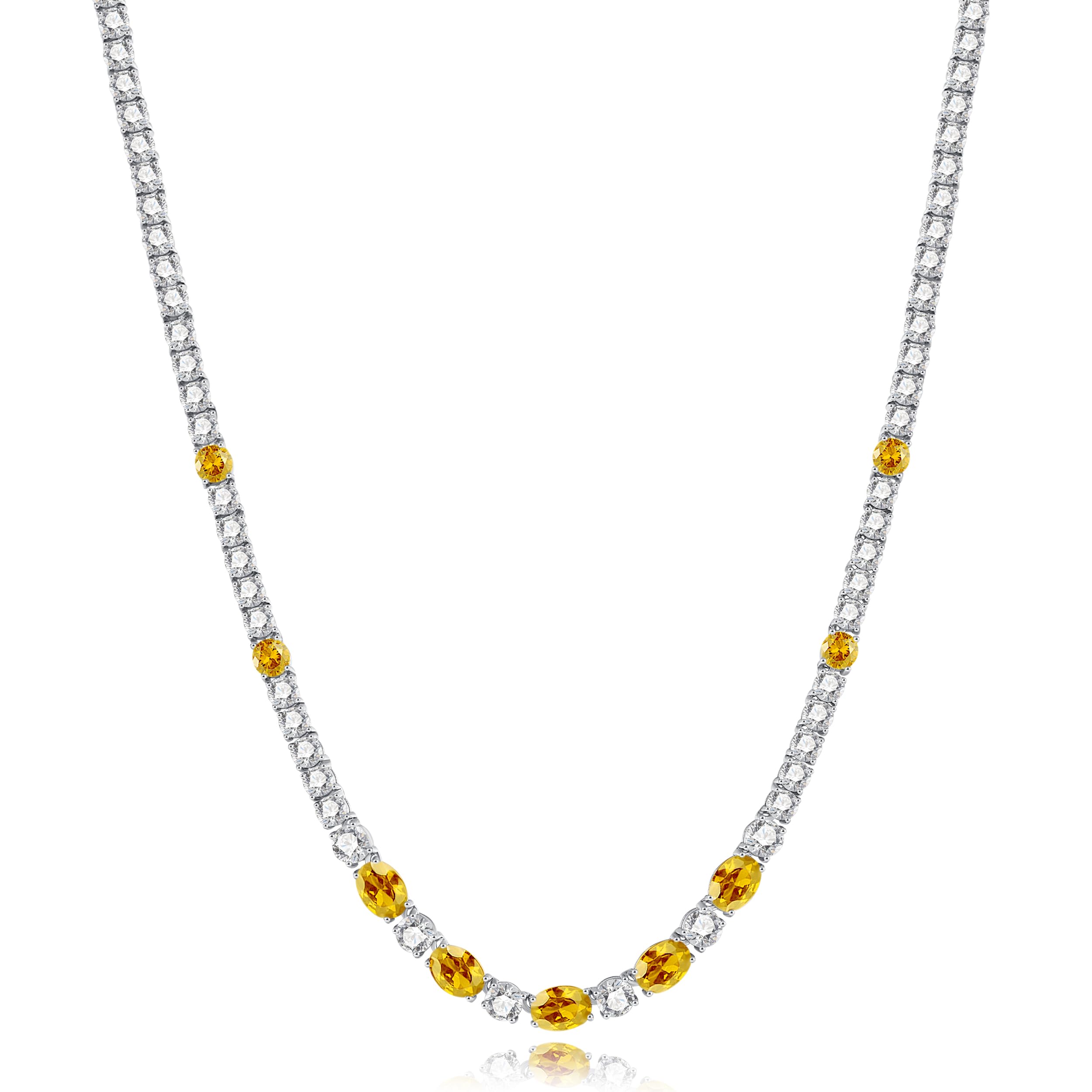 FANCIME Sterling Silver Created Citrine Tennis