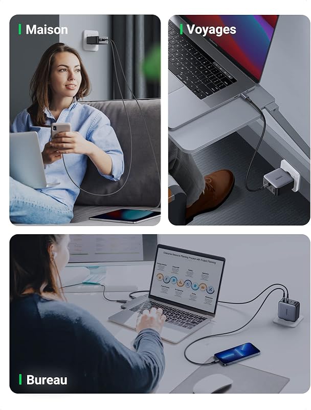 Nexode 100W Chargeur USB C Rapide 4 Ports GaN Tech Prise USB C