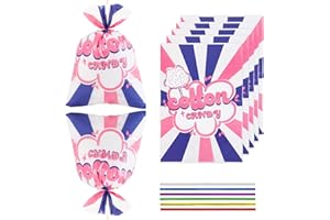 LEOSINDA Cotton Candy Bags,100 Pcs 12 x 18 Inches with Ties,for Cotton Candy Large Carnival Candy Cones Treat Bags,Bulk Cotton Candy Supplies,Kitchen,Carnivals Party Favors