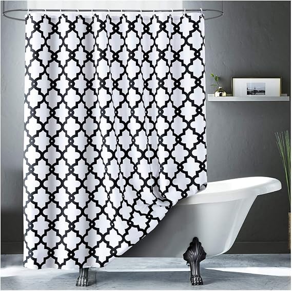 LanMeng Extra Long Fabric Shower Curtain, Elegance Luxury for Bathroom, White
