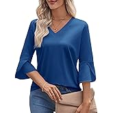 Valiamcep T Shirts Short Ruffle Sleeve V Neck Tees Womens Tops Beach Vacation 2026 Casual Summer Spring Outfits