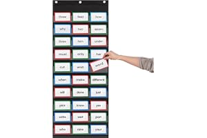 Essex Wares - 17" Wide x 44" Tall Pocket Chart, Black - Sturdy Pocket Chart for Classroom for Sentence Strips - Easy to Use & Hang, Reusable Black Pocket Chart