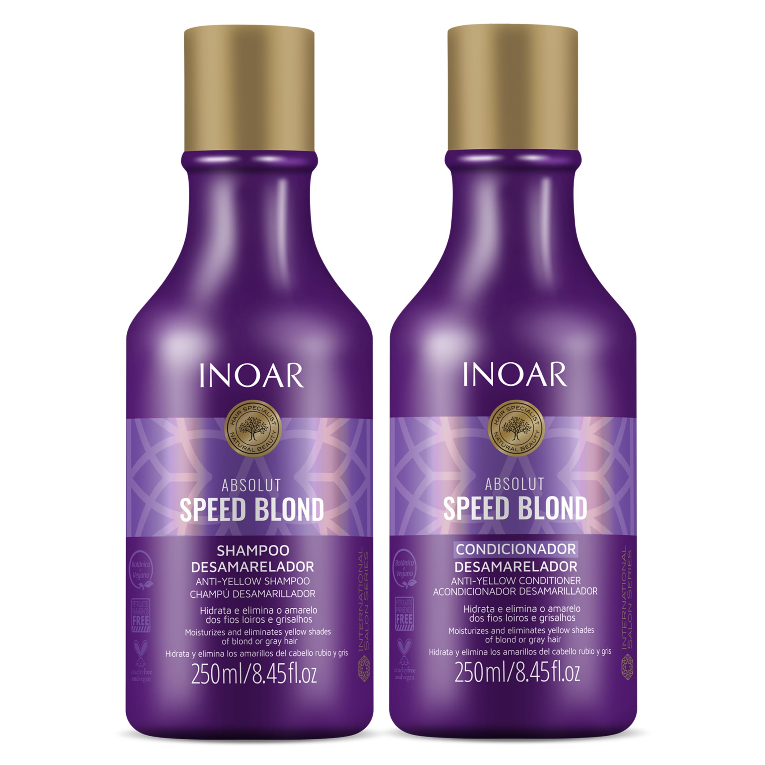 Inoar Professional - Absolut Speed Blond Shampoo & Conditioner - (2x) 250ml / 8.45oz