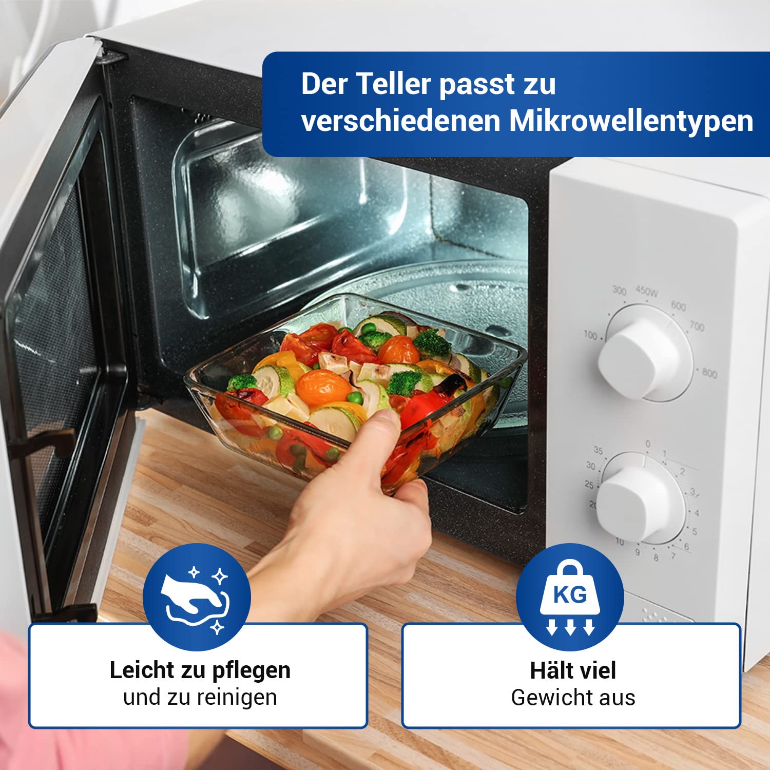 VIOKS Glas-Drehteller mit 3 Halterungen für Mikrowelle 27 cm 5