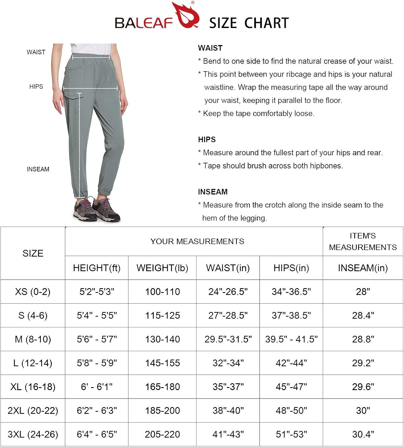 BALEAF Women's Hiking Pants Quick Dry Drawstring Joggers with Pockets Lightweight Running UPF Ankle Capri : Clothing