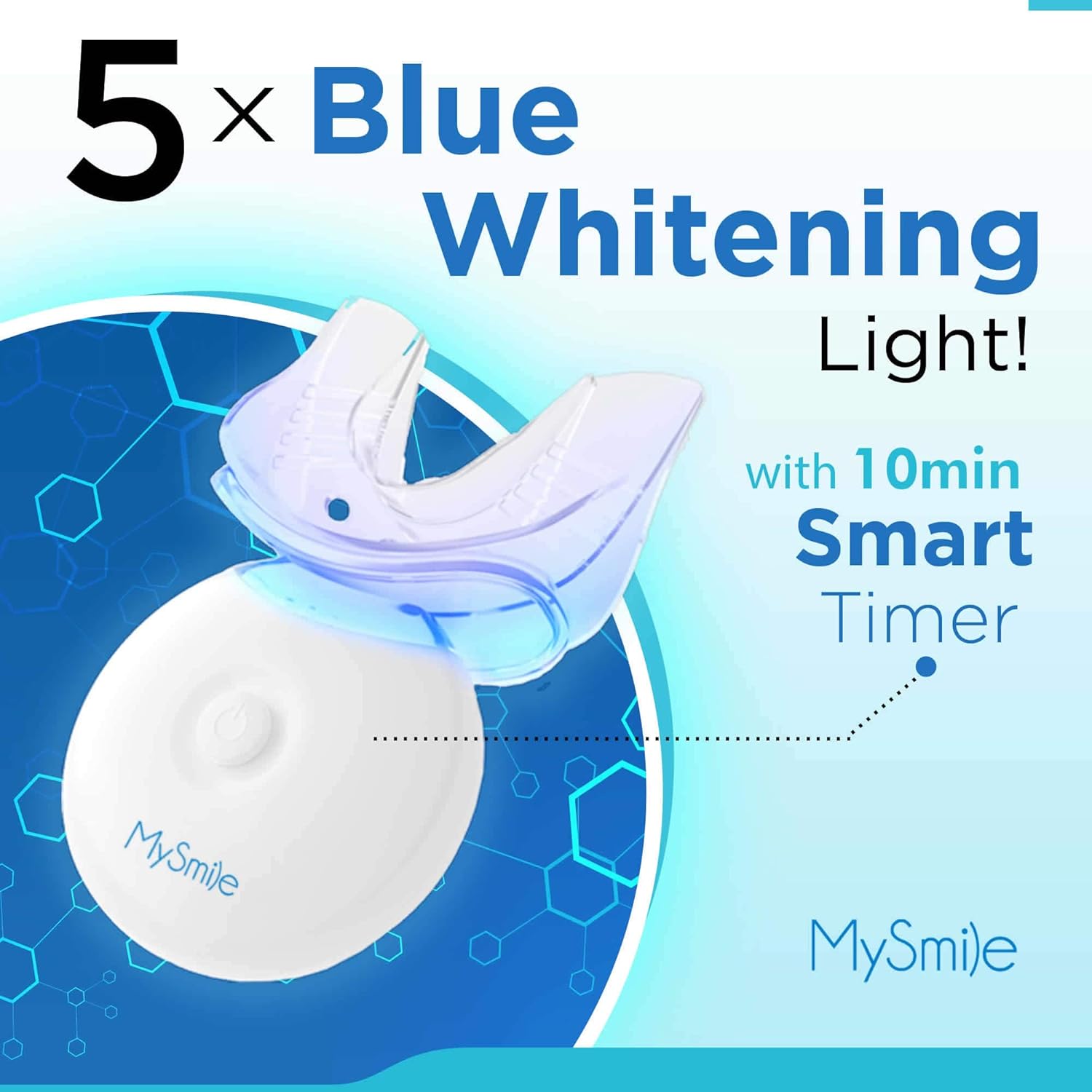 MySmile Teeth Whitening Kit with LED Light, 3 Non-Sensitive Teeth Whitening Gel and Tray, Deluxe 10 Min Fast-Result Carbamide Peroxide Teeth Whitener, help Remove Teeth Stain from coffee, drinks, food: Health & Personal Care