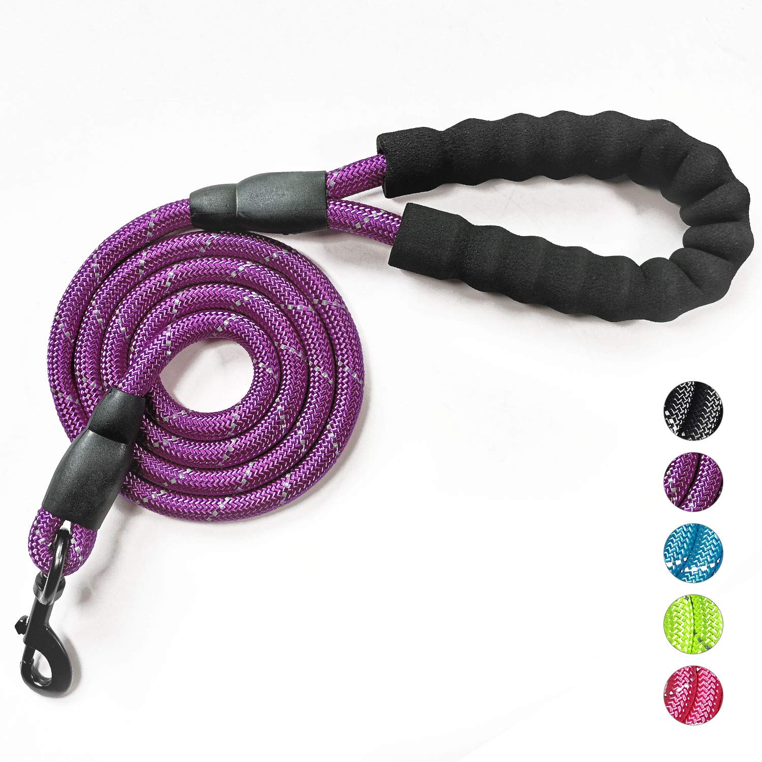 VLDCO 10FT/3M Strong Dog Leads Leash Extra Heavy Duty Rock Climbing Rope Comfortable Padded Handle Highly Reflective Threads for Small Medium Large Dogs(Purple)