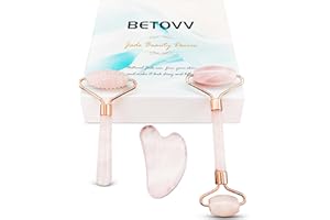 BETOVV Jade Roller and Gua Sha for Face-3 in 1 Kit with Facial Massager Tool 100% Real Natural Stone Beauty Jade Facial Roller Massage Tool for Face Eyes Neck Body – Anti Aging Beauty Treatment