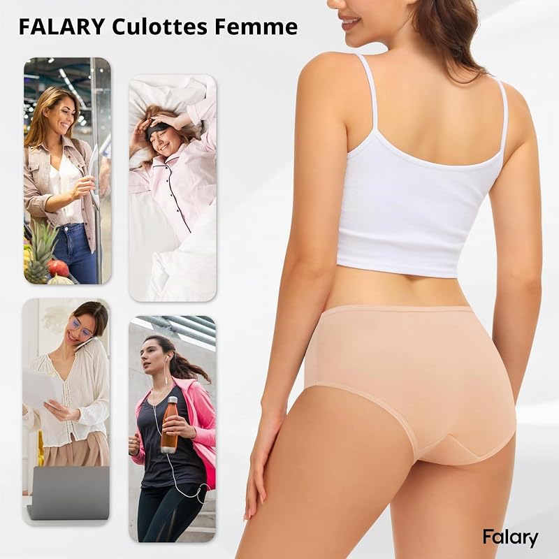 Culotte Femme Coton sous-vêtements Femme Slip Culotte Confortable sous-vêtements Femme sous-vêtements Sport Respirant Multipack（S/GR.38 EU, Multicolore-1）