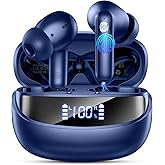 Wireless Earbuds, Bluetooth 5.4 Headphones with 4 ENC Noise Cancelling Mic, 45Hrs Playtime Bluetooth Earphones HiFi Stereo Deep Bass, in Ear Earbuds IP7 Waterproof, Wireless Headphones Deep Blue