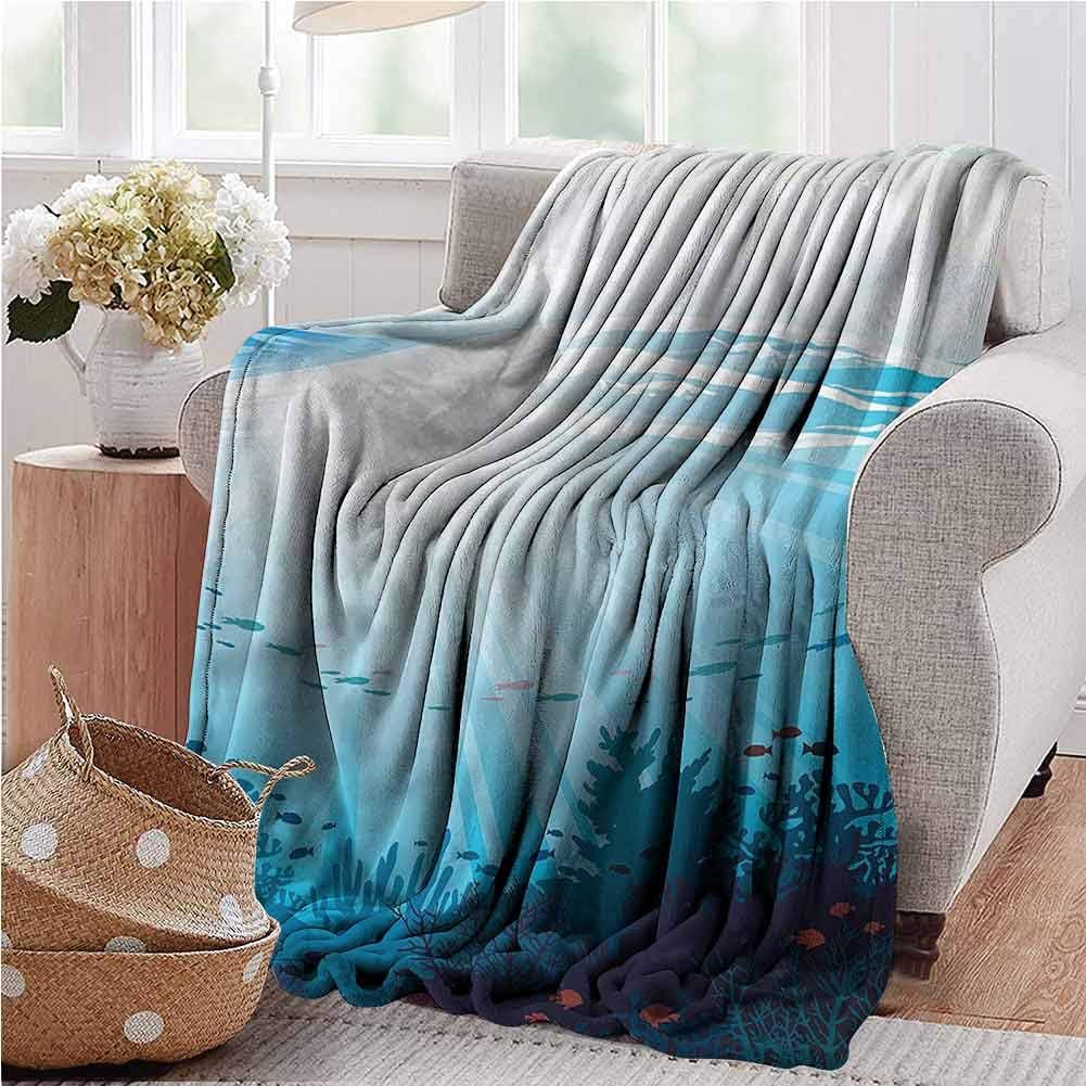 painting-home Camping Blanket Cartoon, Fish Aquarium Coral Reefs Gift Throw Blanket for Kids Toddler Children Gift 60 x 80 Inch