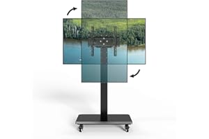 BEISHI Mobile TV Cart with Wheels.Rolling TV Stand for 26 to 65 Inch Flat Panel Screens,Portrait to Landscape,Height Adjustable Portable TV Stand Holds Up to 100lbs,Max VESA 400x400mm (Black)