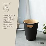 Umbra Woodrow 2-Gallon Modern Wooden Trash Can Black Natural view 6