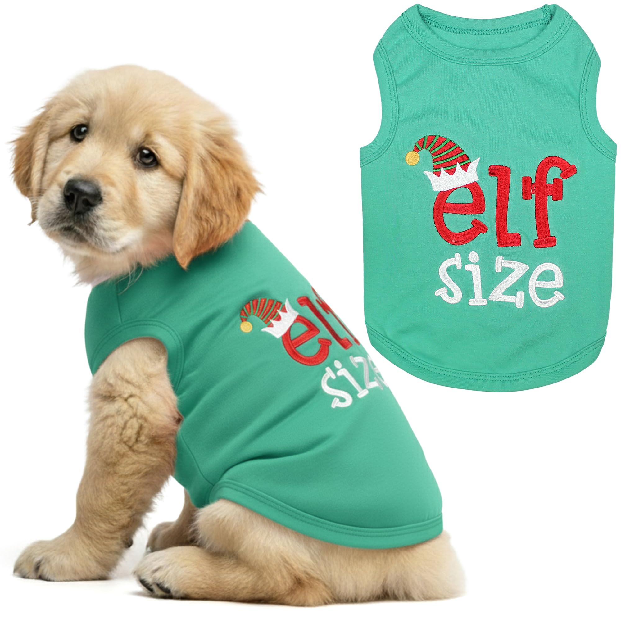 Parisian Pet Funny Christmas Holiday Dog Cat Pet Shirts Tee Tanks - Naughty or Nice, Santa Outfit, Elf Size, Santa's Helper, Sorry Santa I Ate Your Cookies (Elf Size, XS)