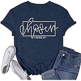 VQD Women's Christian Shirt Christ Chosen T-Shirts Bible Verse Tee Tops