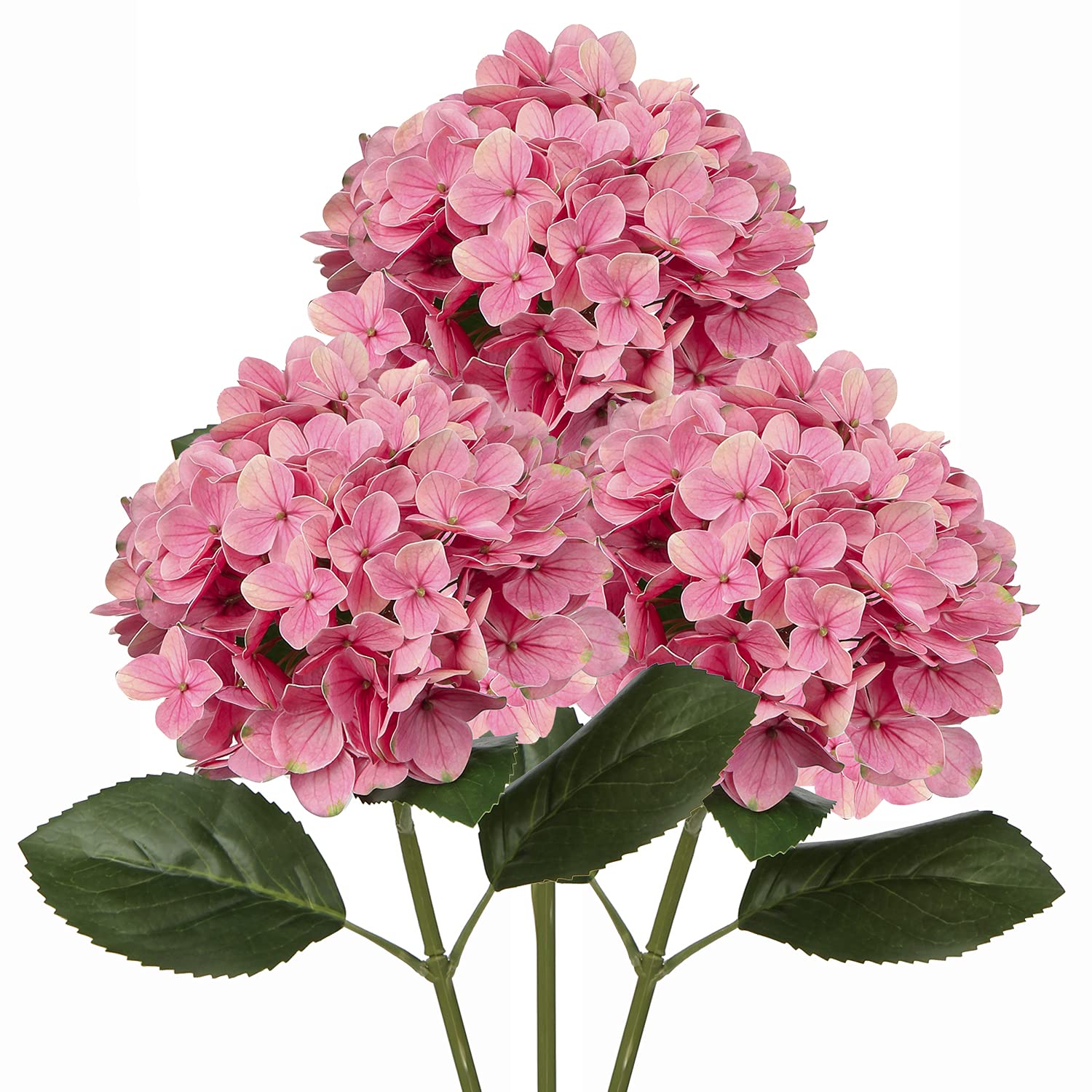 Oairse 3PCS Hydrangea Artificial Flowers Decorative Pink Fake Flowers with 63cm Long Stem Real Touch Silk Hydrangea for Home Hotel Office Wedding Bridal Decorations Floral Arrangements