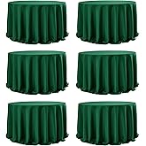 Dailyset 6-Pack Hunter Green Round Tablecloths, 132 Inches, Stain-Resistant Polyester for 6-8 Ft Round Tables - Washable Table Covers for Weddings, Banquets, Birthday Parties, Events