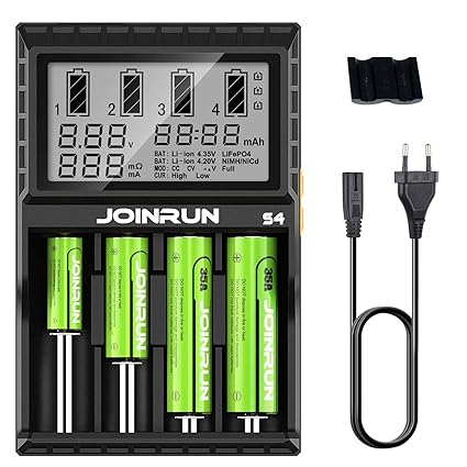 Surophy 18650 Batterieladegerät Akku Ladegerät Universal LCD-Display 4 Schacht Plug Ladestation für Batterien Li-Ionen/IMR/IN