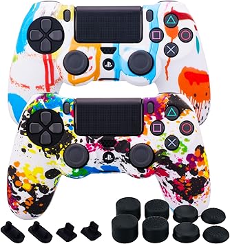Pandaren Silicone Caoutchouc Couverture Peau Coque Cover Skin X 2 Antiderapant Impression Personnaliser Pour Le Manette Ps4 Slim Pro Pack De Peinture Thumb Grips X 8 Bouchon Antipoussiere X 4 Amazon Fr High Tech