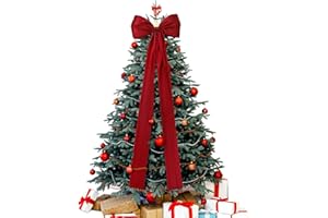 Daifunli 20 x 47 Inches Extra Large Christmas Satin Bows Christmas Tree Topper Decorations Giant Xmas Tree Toppers Bows for Home Wreath Wall Holiday Birthday Wedding Engagement Party Decor(Wine Red)